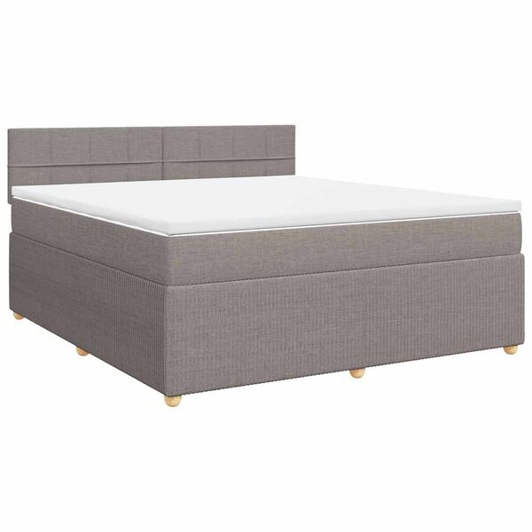 vidaXL Boxspringbett mit Matratze Taupe 180x200 cm Stoff