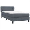 vidaXL Boxspringbett mit Matratze Dunkelgrau 80x220 cm Samt