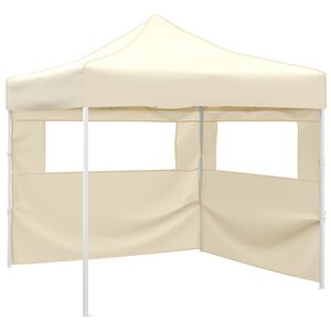 vidaXL Faltzelt mit 2 W&auml;nden 291x291x315 cm Cremewei&szlig;
