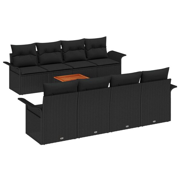 vidaXL Gartensofa-set mit Speicher 9 pcs Schwarz Poly-Rattan