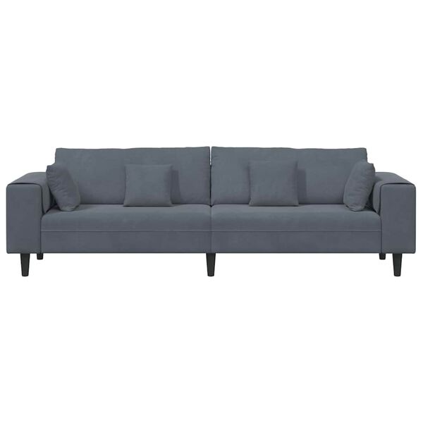 vidaXL Sofa mit Kissen Dunkelgrau 250 x 77 x 76 cm Samt