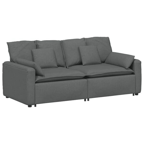 vidaXL Modulares Sofa mit Kissen Dunkelgrau