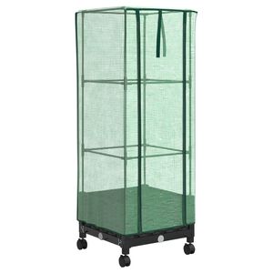 vidaXL Gartenplanter mit Gew&auml;chshausabdeckung und R&auml;dern Schwarz PP