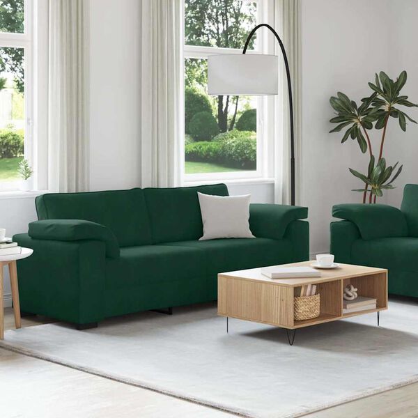 vidaXL 2-teiliges Sofa-Set mit Kissen, dunkelgr&uuml;ner Samt