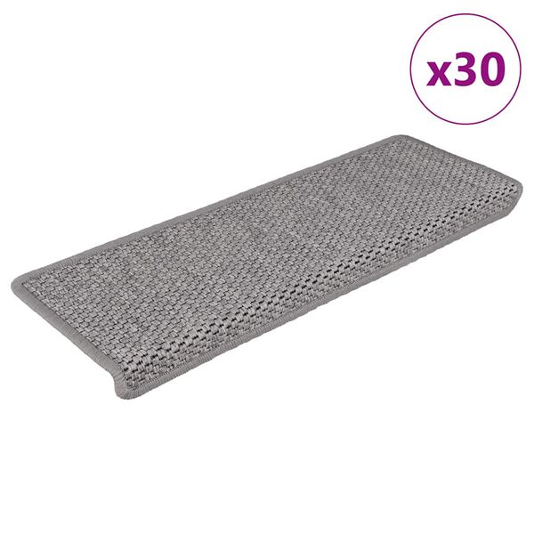 vidaXL Stufenmatten Selbstklebend Sisal-Optik 30Stk. 65x21x4cm Silbern