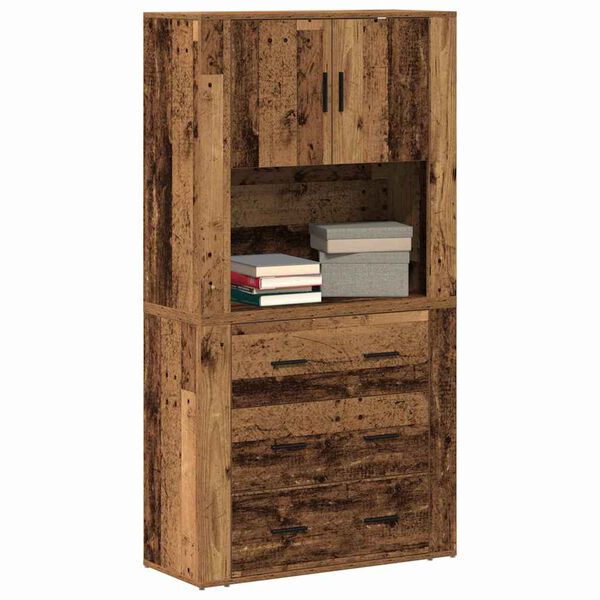 vidaXL Highboard mit Schubladen Altholz 80 x 33 x 150 cm Holzwerkstoff