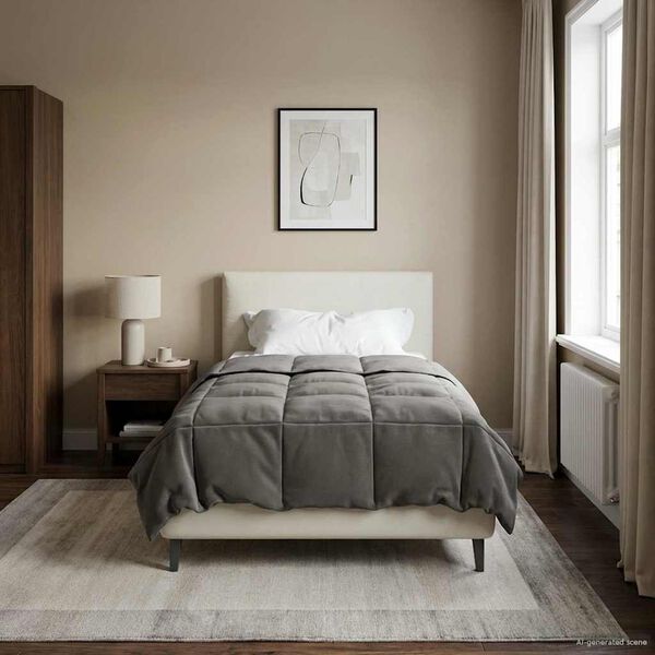 vidaXL Sommerdecke Gepolstert Hellgrau 155 x 220 cm Mikrofaser