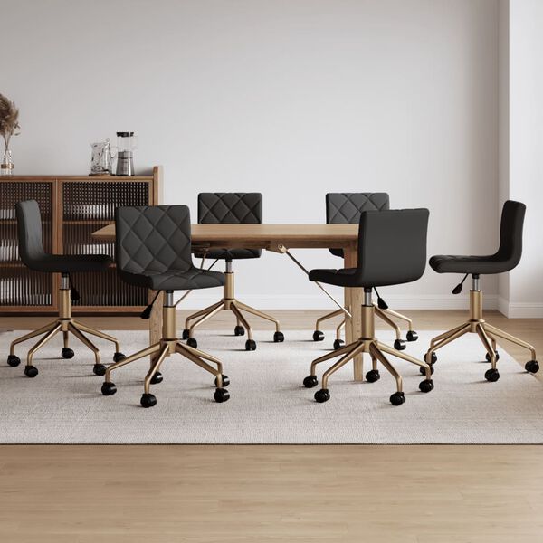 vidaXL Esszimmerst&uuml;hle 6 Stk. Drehbar Dunkelgrau Samt