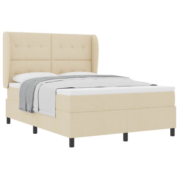 vidaXL Boxspringbett mit Matratze Creme 160 x 200 cm Stoff