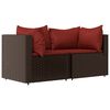 vidaXL 3-tlg. Garten-Lounge-Set mit Kissen Braun Poly Rattan