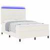 vidaXL LED Boxspringbett Creme und Wei&szlig; 140 x 200 cm Cordstoff