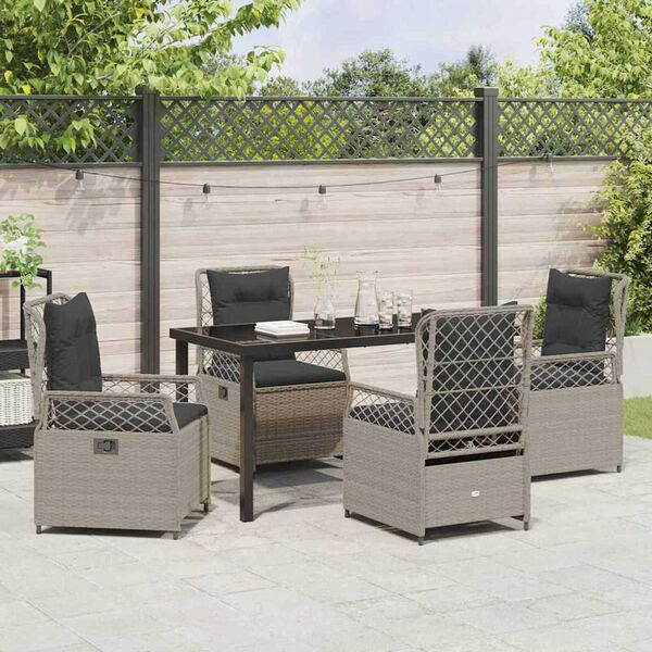 vidaXL Garten Essgruppe 5 pcs Hellgrau Poly-Rattan