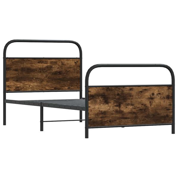 vidaXL Bettgestell ohne Matratze 90x190 cm R&auml;uchereiche Holzwerkstoff