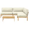 vidaXL Sofa Set mit Kissen Uni 4 pcs Creme Massivholz Akazie