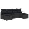 vidaXL Garten-Sofa-Set mit Kissen 6 pcs Schwarz Poly Rattan