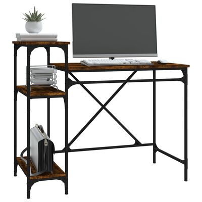 vidaXL Schreibtisch mit Regal Räuchereiche 105x50x90 cm Holzwerkstoff