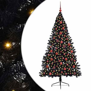 vidaXL K&uuml;nstlicher vorbeleuchteter Weihnachtsbaum Schwarz 180 cm PVC