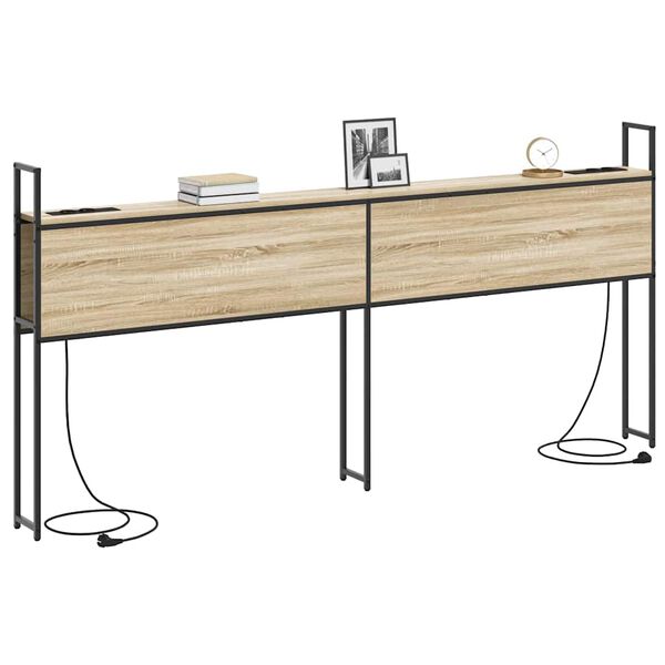 vidaXL Kopfteil mit Stauraum mit Ladestation Sonoma-Eiche 180 cm
