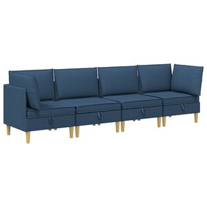 vidaXL Modular Sofa Set mit Stauraum 4 stk. Blau Stoff