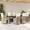 vidaXL Garten Essgruppe mit Kissen 7 pcs Beige Poly-Rattan