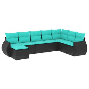 vidaXL 8-teiliges Gartensofa-Set mit Kissen, schwarzes Polyrattan