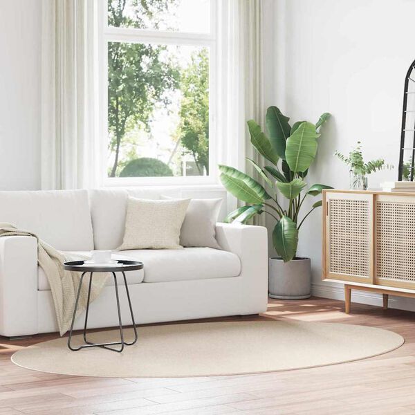 vidaXL Bereichsteppiche Oval HUARTE Beige 160 x 230 cm 100 %Polyester