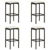 vidaXL Barhocker mit Kissen 4 Stk. Braun Poly Rattan