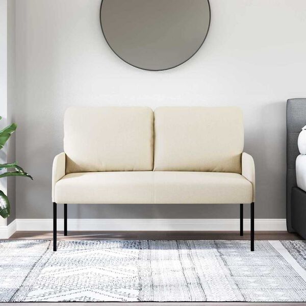 vidaXL Sofas mit Kissen 110cm Creme Sperrholz