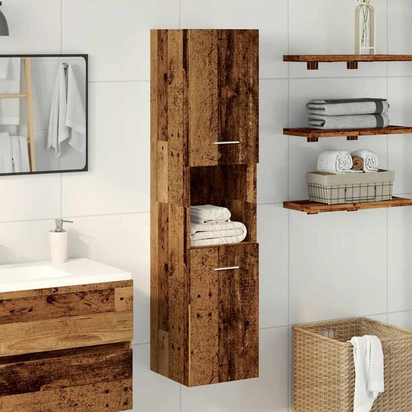 vidaXL Bad-Hängeschrank Altholz-Optik 30x30x130 cm Holzwerkstoff