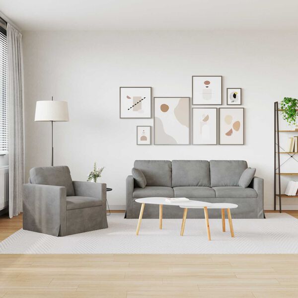 vidaXL Sofa 2 pcs Hellgrau