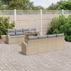 vidaXL Gartensofa-set mit Kissen mit Speicher 9 pcs Beige Poly Rattan
