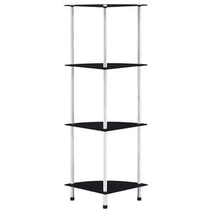 vidaXL Regal mit 4 Ablagen Schwarz 30x30x100 cm Hartglas