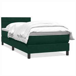 vidaXL Boxspringbett mit Matratze Dunkelgr&uuml;n 80x220 cm Samt