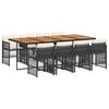 vidaXL 9-tlg. Garten-Essgruppe mit Kissen Schwarz Poly Rattan