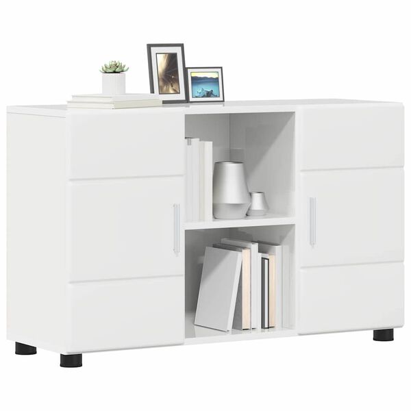 vidaXL Sideboard Hochglanz Wei&szlig; 88,5 x 30,5 x 55,5 cm Holzwerkstoff