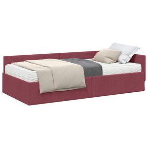 vidaXL Eckbettgestell mit Matratze Sonstiges 2 Stk. Rot Stoff