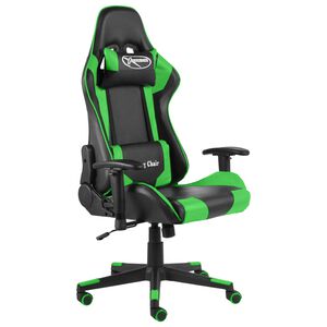 vidaXL Gaming-Stuhl Drehbar Gr&uuml;n PVC