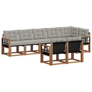 vidaXL Outdoor-Sofagarnitur mit Kissen 8 pcs Nat&uuml;rlich und Hellgrau