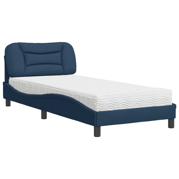 vidaXL Bett mit Matratze "Hvar" Blau 80x200 cm Stoff