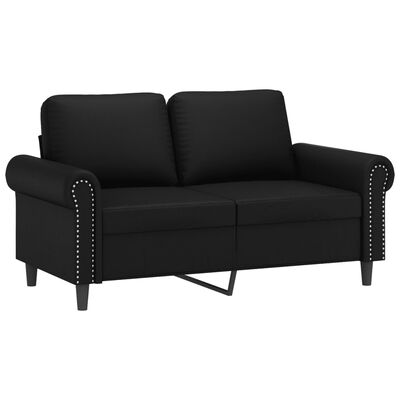 vidaXL 2-Sitzer-Sofa mit Zierkissen Schwarz 120 cm Kunstleder