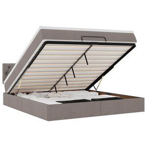 vidaXL Ottoman-Bett mit Matratze Taupe 180x200 cm Stoff