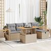 vidaXL 6-tlg. Garten-Sofagarnitur mit Kissen Beige Poly Rattan