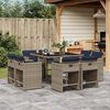 vidaXL 9-teiliges Garten-Ess-Set mit Kissen, grau, Polyrattan