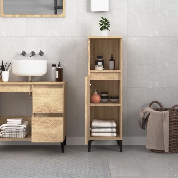 vidaXL Badschrank Sonoma-Eiche 30x30x100 cm Holzwerkstoff
