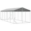 vidaXL Outdoor-Hundezwinger mit Dach Silbern 3x7,5x2,5m Stahl Verzinkt