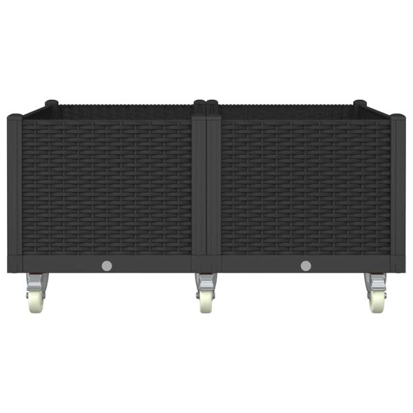 vidaXL Pflanzkasten mit Rollen Schwarz 100x80x54 cm PP