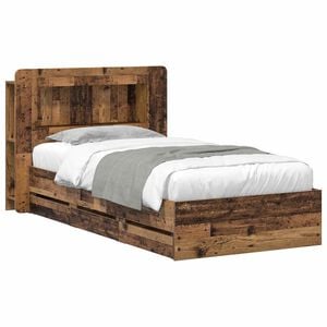 vidaXL Bettgestell mit Stauraum und Kopfteil Altholz 80 x 200 cm