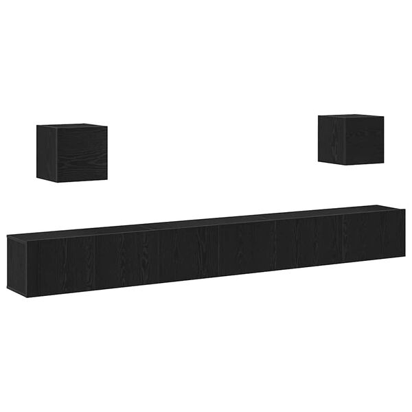 vidaXL TV-Schrankset 7 pcs Schwarz Eichen-Optik 100 x 30 x 30 cm
