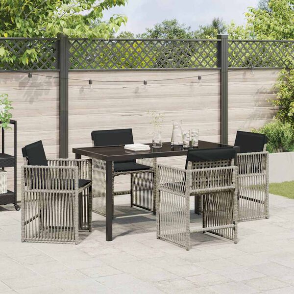 vidaXL Garten Essgruppe 5 pcs Hellgrau Poly-Rattan
