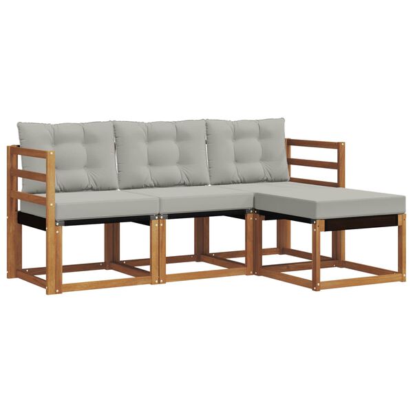 vidaXL Outdoor-Sofagarnitur mit Kissen 4 pcs Nat&uuml;rlich und Hellgrau